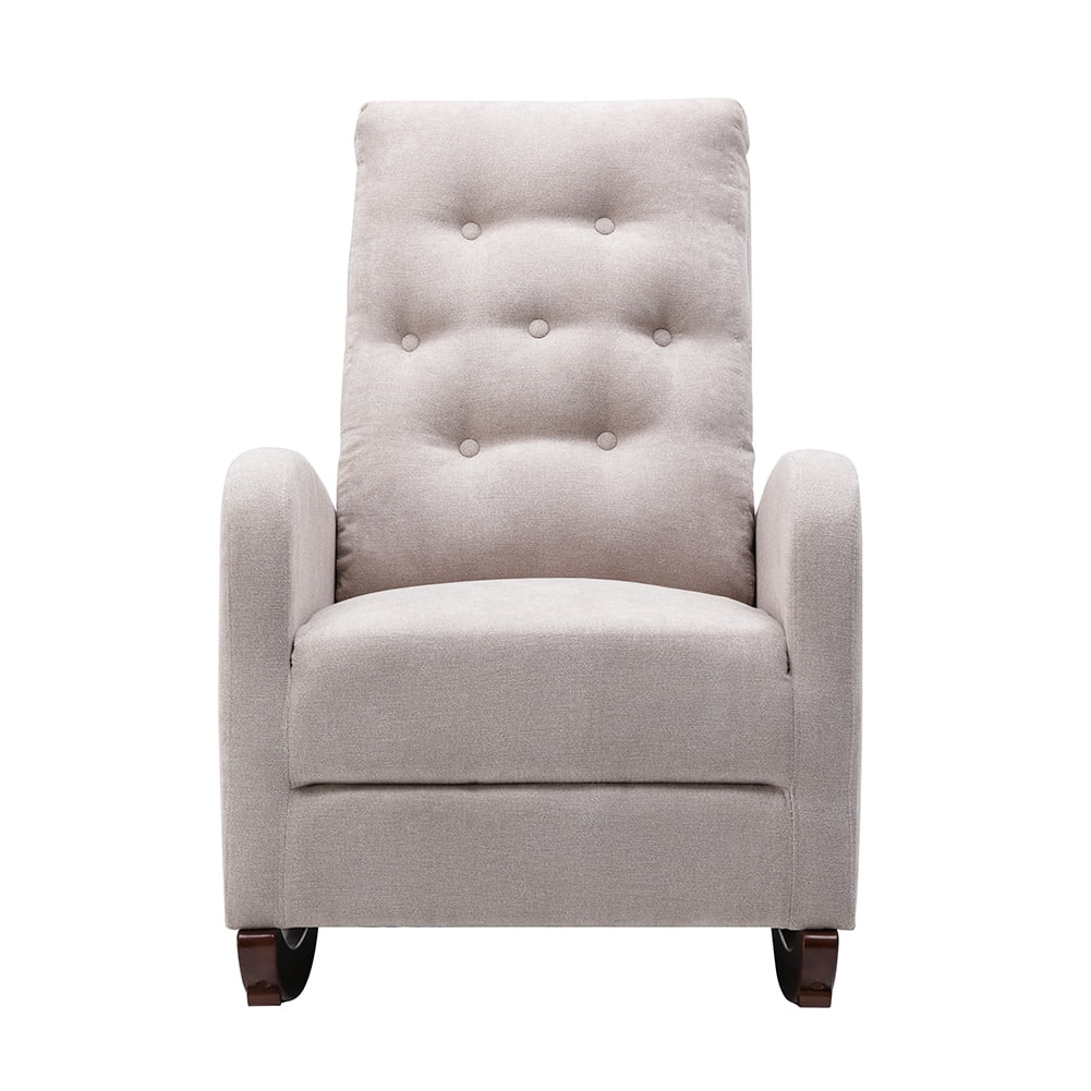 Private Jungle Living Room Rocking Chair, Comfortable Rocker Fabric Padded Seat ,Modern High Back Armchair,Tan Private Jungle Living Room Rocking Chair, Comfortable Rocker Fabric Padded Seat ,Modern High Back Armchair,Tan