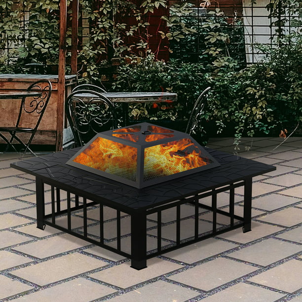 Outdoor Fire Pit Segmart 32 Square, Patio Table With Fire Pit Built In