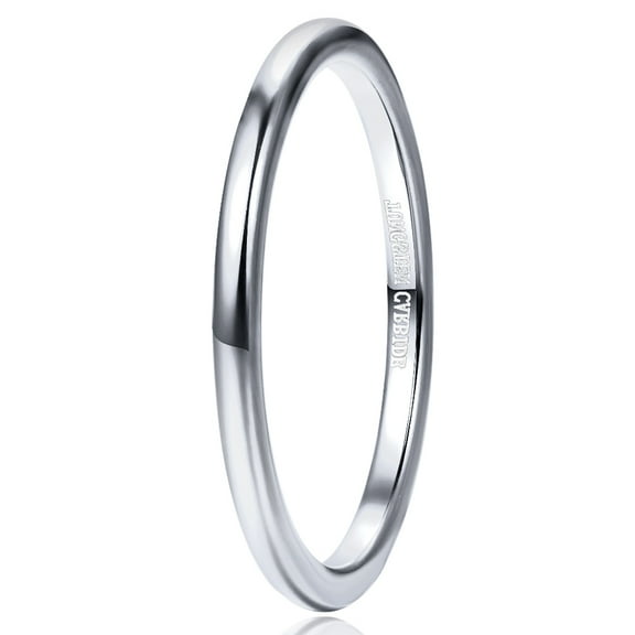 2mm Tungsten Rings for Unisex Silver Stackable Slim Wedding Bands Size 6-12