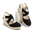 thumbnail image 7 of Bocca Women's Crisscross Elastic Wedge Sandals Black Ankle Strap Platform Espadrille 8M, 7 of 7