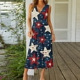 thumbnail image 2 of WTOBBY Women's 4th of July Independence Day Print Summer Casual V-Neck Sleeveless Ruffled Waist Maxi Dress for Patriotic Events and Festivals,WineXL, 2 of 5