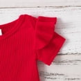 thumbnail image 4 of PatPat 3pcs Newborn Baby Girl Clothes Ribbed Romper Belted Shorts Headband Red Outfits Set, 3-6 Months, 4 of 9