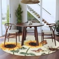 thumbnail image 4 of 5ft Round Rug, Yellow Sunflowers Non-Skid Rubber Backing Large Area Rugs - Living Room Bedroom Home Office, Floral in Blooms Pastoral Plants Indoor Floor Mat Carpets Washable Rug, 4 of 9