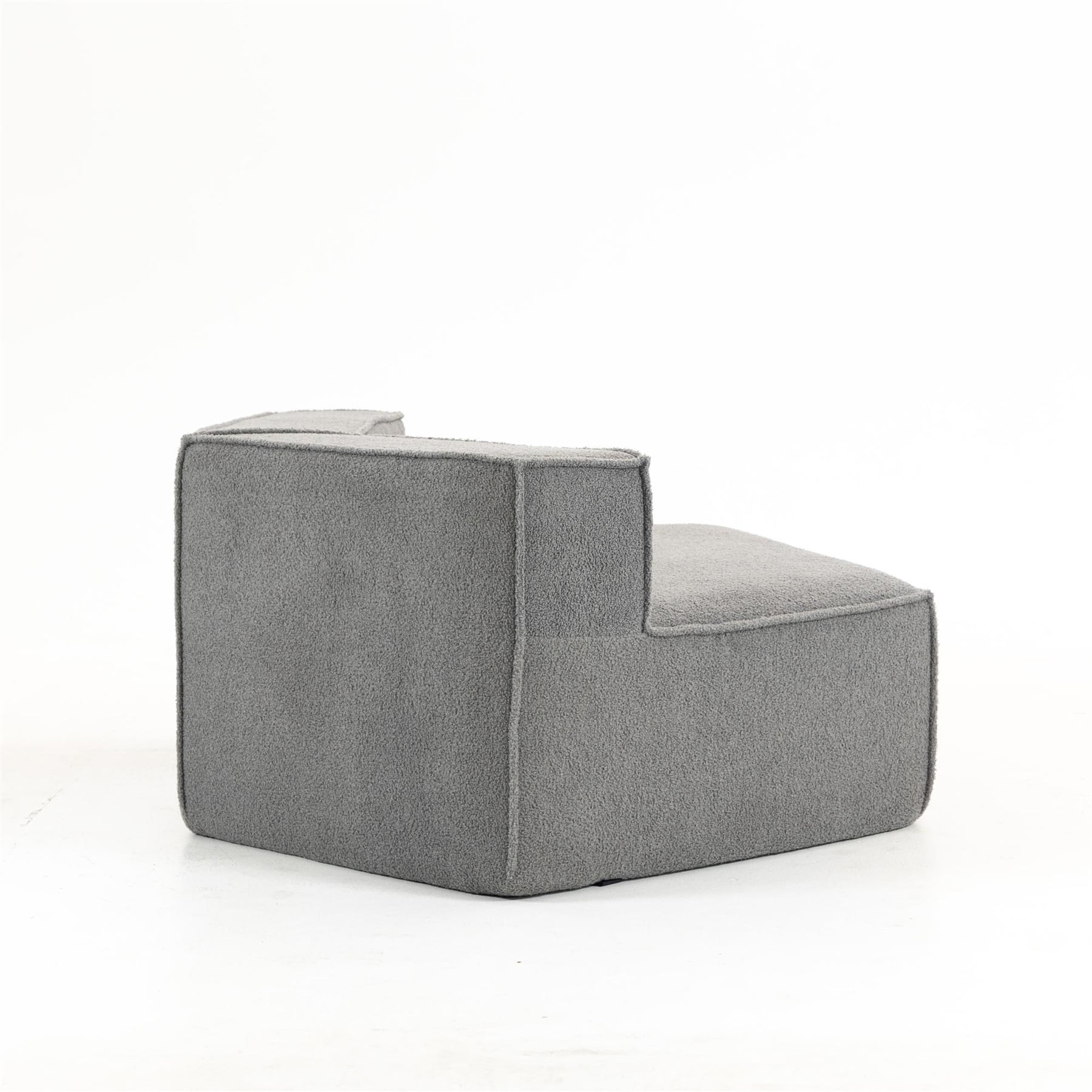 Hommoo Teddy Fleece Single Sofa Chair,Compressed Modular Floor Couch with Wide Seat and 3 Back Cushions, Soft All-Foam Support, Cozy Lounge Chair for Home, Kids & Pets, Right Side, Blue Gray