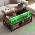 thumbnail image 3 of DWVO Lift Top Coffee Table with LED Lights, Farmhouse Center Table for Living Room, Rustic Brown, 3 of 10