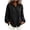 Black, variant on Women's Long Elastic Cuff Sleeve Button Up T-Shirts V-Neck Casual Loose Fit V-Neck Blouse
