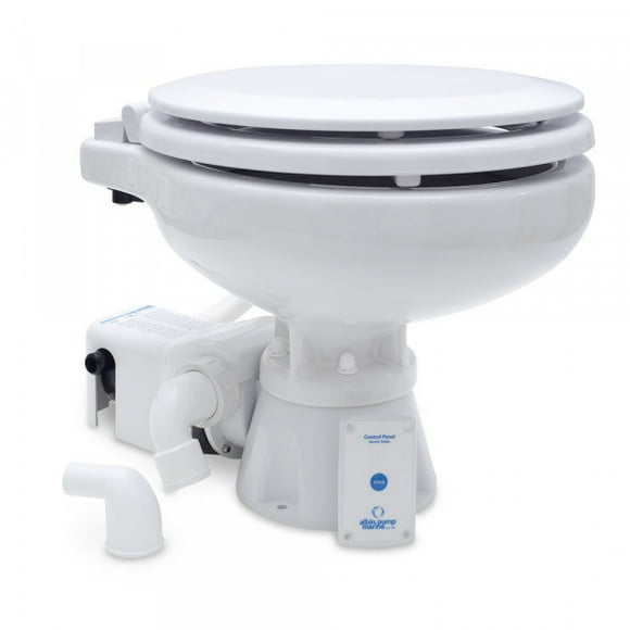 Albin Toilet 07-02-008 Marine Series; Permanent; White Wooden Seat With 11.8 Inch Seat Height; One Touch Flush Control; Electric Flush; White Vitreous Porcelain; Without Hand Sprayer