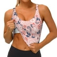 thumbnail image 4 of Haiem Tropical Plants Pattern Womens Sports Bra - U Neck Padded Low Impact Yoga Bra Workout Crop Top Gym Moisture-Wicking Workout Vest -, 4 of 9