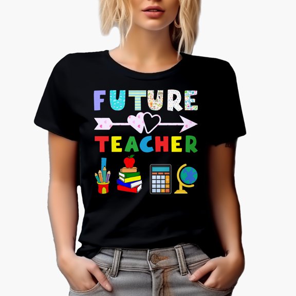 Future Teacher, Education Student Graduation, Black T-Shirt, Small