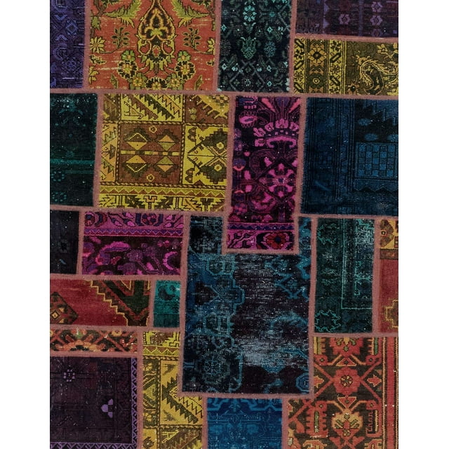 Ahgly Company Tapis Rectangulaire Intérieur Abstrait Patchwork Marron Café, 4 Pieds x 6 Pieds