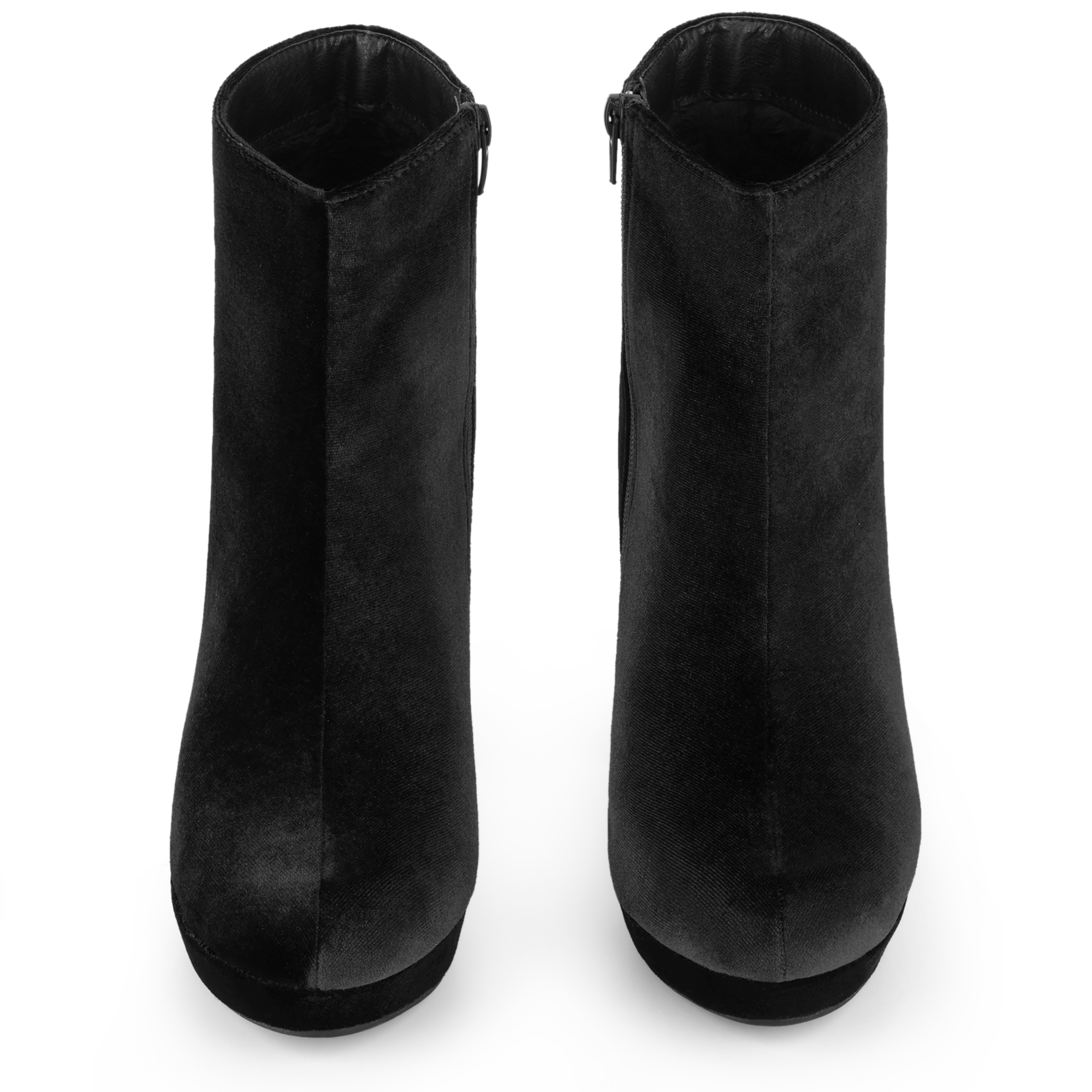 DARING DIVA Platform Block Heels Faux Velvet Ankle Boots Black 7.5