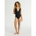 thumbnail image 3 of Time and Tru Women’s and Women’s Plus Ribbed Plunge One Piece Swimsuit, Sizes XS-2X, 3 of 6