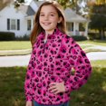 thumbnail image 3 of Uorisanigo Kids Sweatshirt Girls SoftLong Sleeve Zipper Sweatshirts Oversized Pink Cheetah Leopard Print Half Zip Pullover Sweatshirt Fall Spring Outfits Clothes Athletic Pullover Jackets, 3 of 7