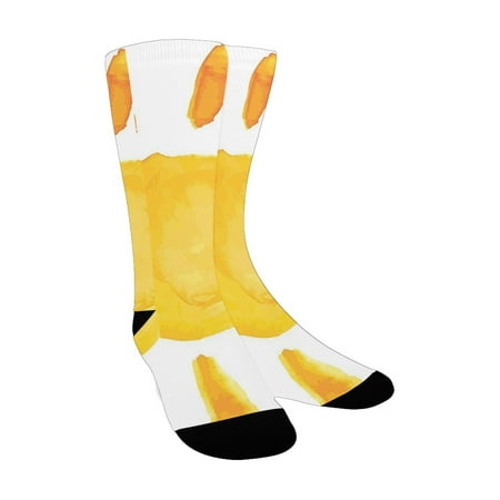 

Yellow Decor Sun Illustration Childish Watercolor Brush Painting Style Kids Decor Play Picture Yello Custom Socks for Women