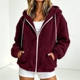 thumbnail image 2 of PRINxy Women's Cozy Sherpa Long Sleeve Hooded Full Zip Jacket with Drawstring and Side Pockets for Fall Winter Casual Wine XL, 2 of 7