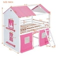 thumbnail image 2 of Harper & Bright Designs Full Over Full Bunk Wood House Bed with Elegant Windows Sills and Tent, Full House Bunk Beds, Pink, 2 of 17