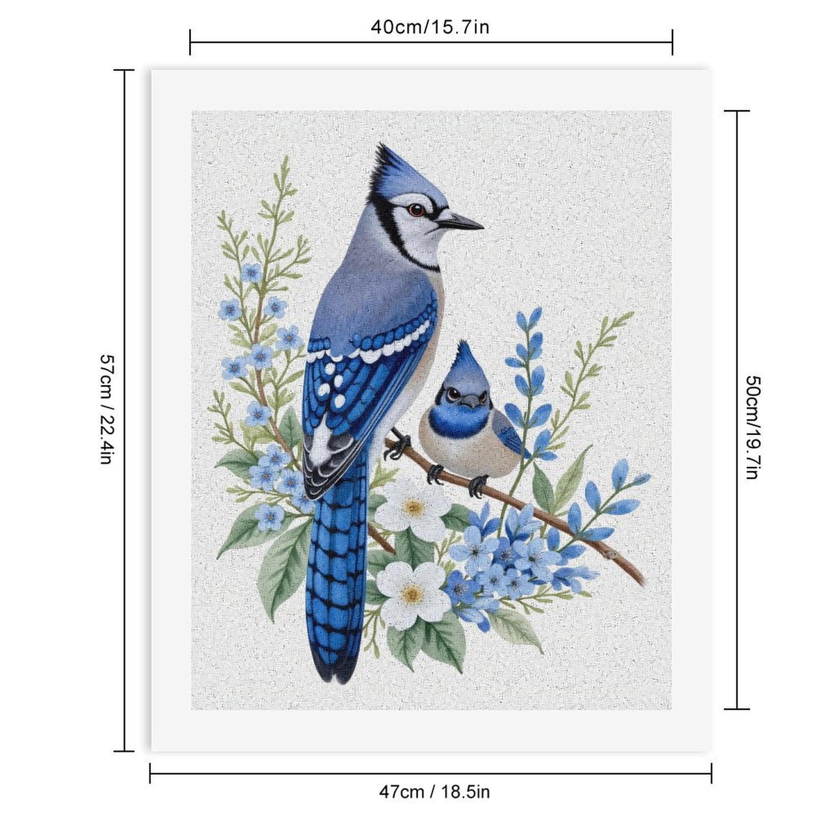 Paint by Numbers Kit for Adults, Blue Jay Floral Pair Artwork Paint by Numbers, Easy Paint by Numbers Kit for Adults Beginner, DIY Adult Paint by Number Kits on Canvas, Home Decor