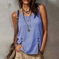 thumbnail image 6 of VBVC Women's Gingham Side Slit Tank Top, Ladies' Sleeveless Blouse, Casual Button Detail Shirt For Women,Blue,S-3XL, 6 of 10