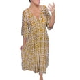 thumbnail image 1 of WTXUE Robes d'Été pour Femmes 2024, Robe Longue Décontractée à Col en V, Ample et Polyvalente, Robe de Plage, Robe Florale pour Femmes, Robe Jaune Femmes, Jaune TG, 1 of 4
