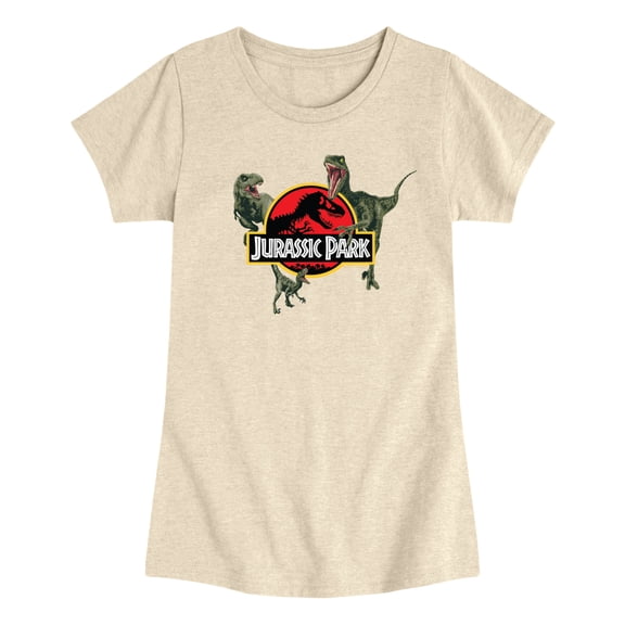 Jurassic Park - Logo Dinos - Youth Girls Fitted Short Sleeve T-Shirt