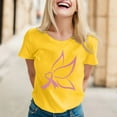 thumbnail image 2 of TSADFHJI Hauts Col en V pour Femmes Serré T-Shirt Imprimé Manches Courtes Col Rond Blouse TG Jaune, 2 of 5