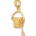 thumbnail image 5 of 14K Two-Tone Rose And Yellow Gold 3-D Beach Bucket Shovel Charm (14.8 X 11.6) Made In United States k9239, 5 of 5