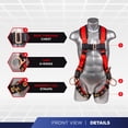 thumbnail image 2 of Palmer Safety Fall Protection Full Body 5pt Safety Harness, Aluminum Dorsal D-ring, Quick-Connect Buckle, Grommet Legs, Sewn in Back Pad I OSHA ANSI Compliant Personal Equipment (Orange - SM), 2 of 6