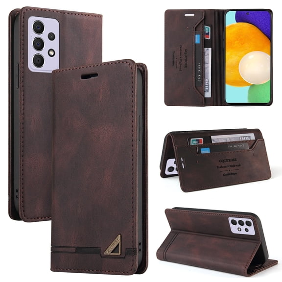 For Samsung Galaxy A52 5G / 4G Skin Feel Anti-theft Brush Horizontal Flip Leather Case with Holder