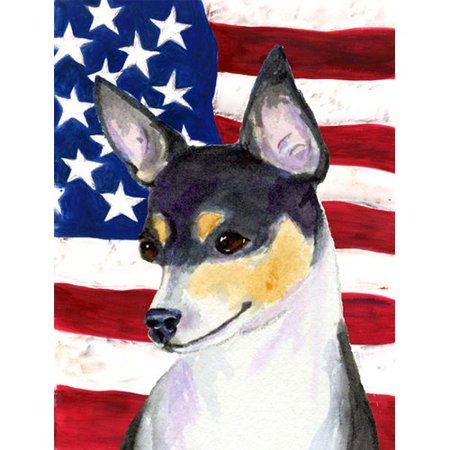 Caroline's Treasures American Flag with Fox Terrier 2-Sided Garden Flag