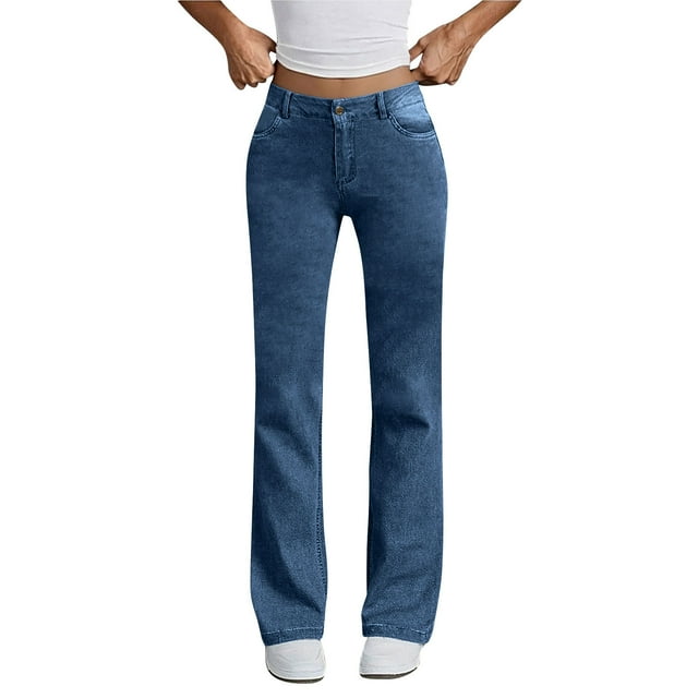 HongQid Straight Leg Jeans for Women Classic High Rise Jean Petite Boyfried Denim Pants