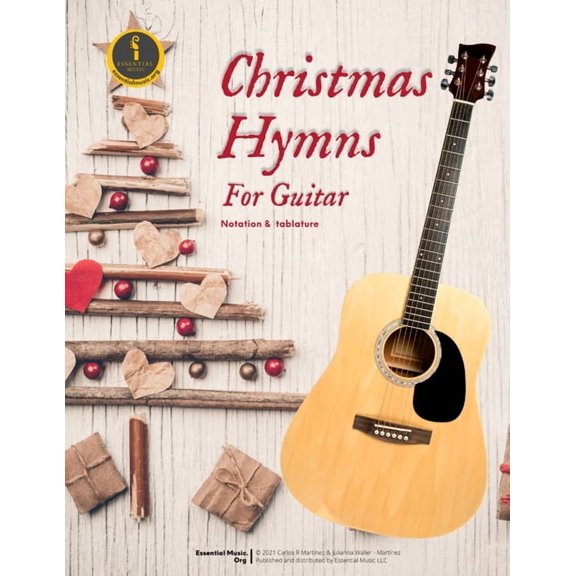 Christmas Hymns For Guitar: Music Notation and Tablature, (Paperback)