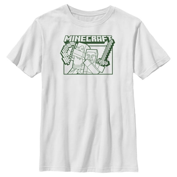 Boy's Minecraft Steve and Alex Attack  Graphic Tee White X Small