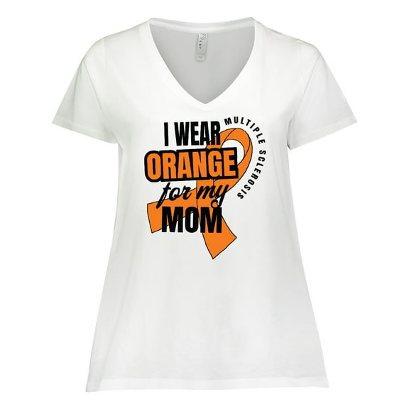 Inktastic I Wear Orange For My Mom Multiple Sclerosis Awareness Women's Plus Size V-Neck T-Shirt