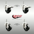 thumbnail image 2 of 3.5 Inch 316SS Soft Rubber Swivel ½ Inch Threaded Stem Caster Set 2 Lock Brake, 2 of 2