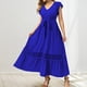 thumbnail image 2 of Vestido largo con cuello en V y encaje floral para mujer talla grande - Diseño fluido, tejido cómodo, primavera/otoño - Tallas S-XXL, versátil para fiestas, 2 of 5
