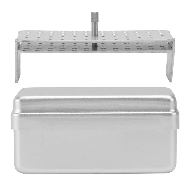 EeaseMX Estuche esterilizador de autoclave de aluminio de 72 orificios, caja de desinfección dental para herramientas de cuidado bucal (plateado)