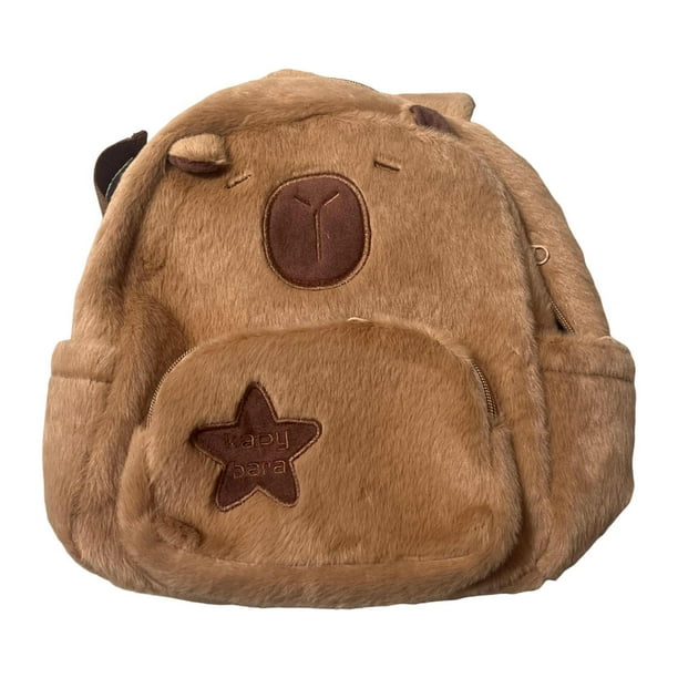 Mochila de felpa de capibara, mochila escolar, bonita, elegante, informal, de gran capacidad, mochila escolar para adolescentes, niñas, niños y