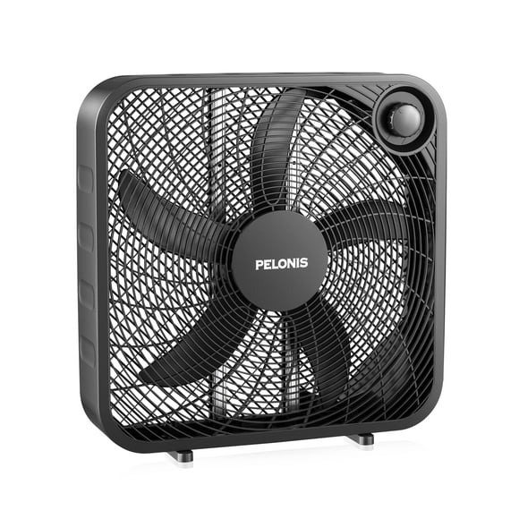 PELONIS 20 Inch Box Fan for Bedroom– 3 Speeds, 25ft/s, Floor Fan, Window Fan, Table Fan, Desktop Fan with Superior Air Throw (2295 CFM), Lightweight