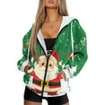 thumbnail image 3 of SCRAWLGOD Christmas Santa Claus Women Zip Up Hoodies Oversized Zipper Sweatshirts for Women Travel Long Sleeve Womens Activewear Zip Up Comfy Women Fall Outfits Size XS, 3 of 6