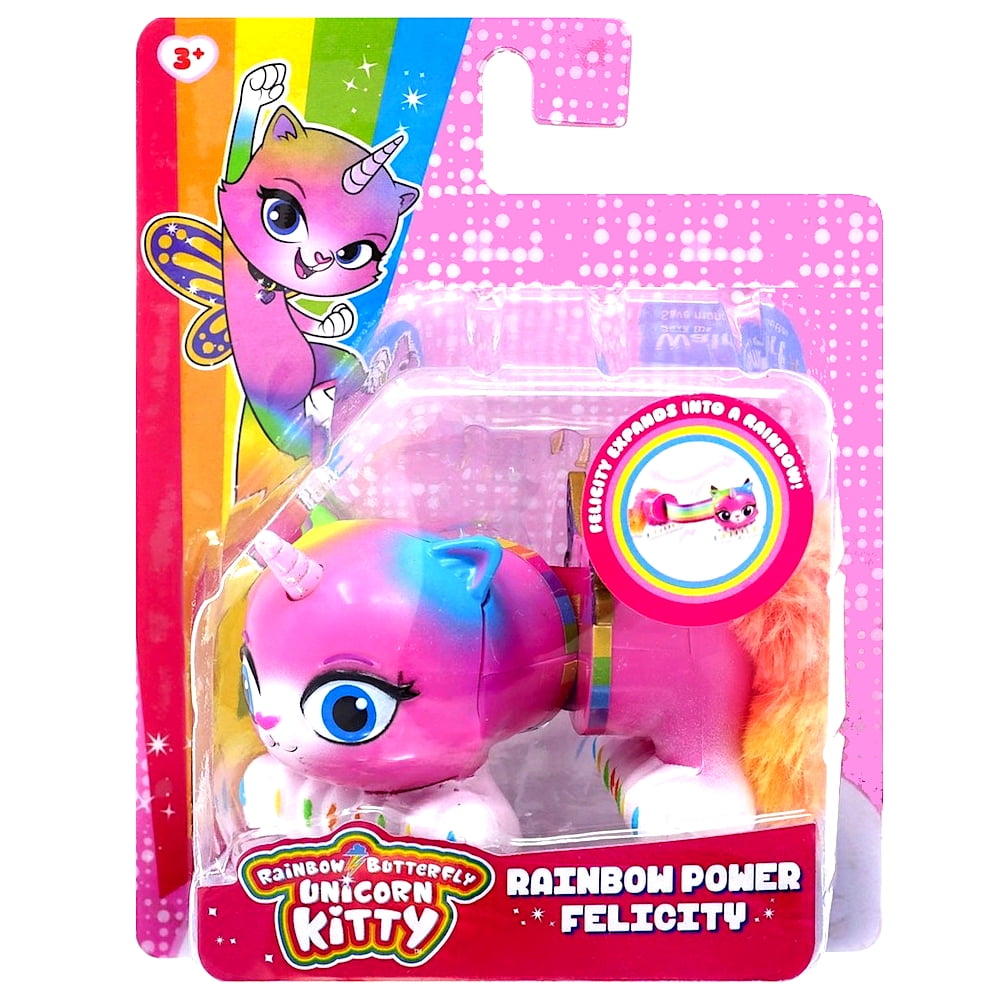 Rainbow Butterfly Unicorn Kitty Figure Set