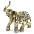 thumbnail image 3 of Feng Shui 9"(H) Brass Color Elegant Elephant Trunk Statue Wealth Lucky Figurine Home Decor Gift, 3 of 3