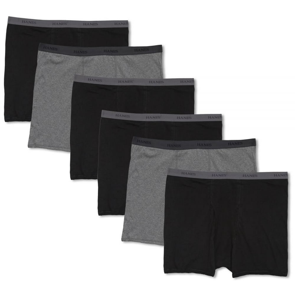 Hanes - Hanes Big & Tall Men's Underwear Boxer Briefs 6-Pack Black ...