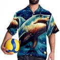 thumbnail image 4 of Starry Shark Men's Printed Casual Button Down Short Sleeve Beach Shirts, 4 of 6