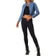 thumbnail image 2 of Chaqueta de mezclilla INSPIRE CHIC para mujeres con cuello alzado y cierre de motociclista azul XS, 2 of 6