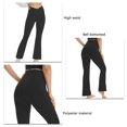 thumbnail image 3 of Pantalones largos de cintura alta para mujer, pantalones largos con bolsillo interior de Color puro, pantalones con fondo de campana para uso diario, negro XXL, 3 of 4