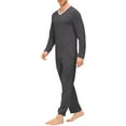 thumbnail image 6 of MoFiz Men's Bamboo Pajamas Set Long Sleeve V-Neck Top and Pants with Pockets Loungewear 2-Piece for Men, 6 of 6