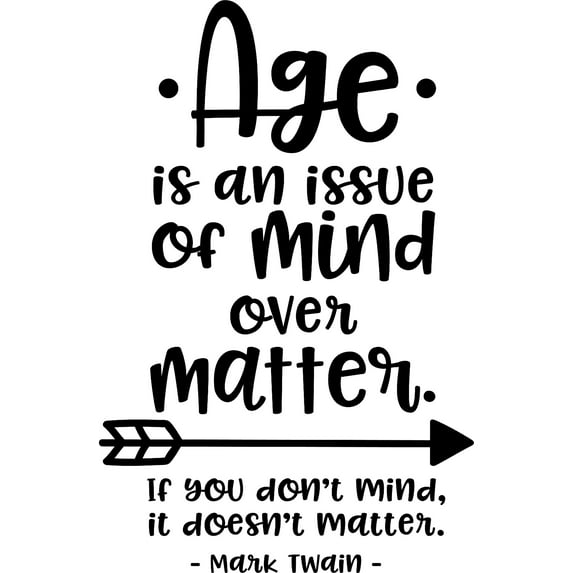 Age If You Dont Mind, It Doesnt Matter Mark Twain Wall Decals for Walls Peel and Stick wall art murals Black Medium 18 Inch