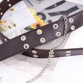 thumbnail image 4 of Cinturón de doble ojal para mujer Baoblaze de cuero punk Gótico con cadena negro, 4 of 6