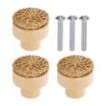 thumbnail image 1 of Uxcell 3pcs perillas de ratán redondas de madera con tornillos, color madera, 1 of 4