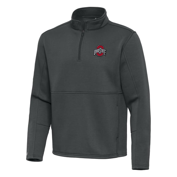 Men's Antigua Gray Ohio State Buckeyes Twist Quarter-Zip Pullover Jacket